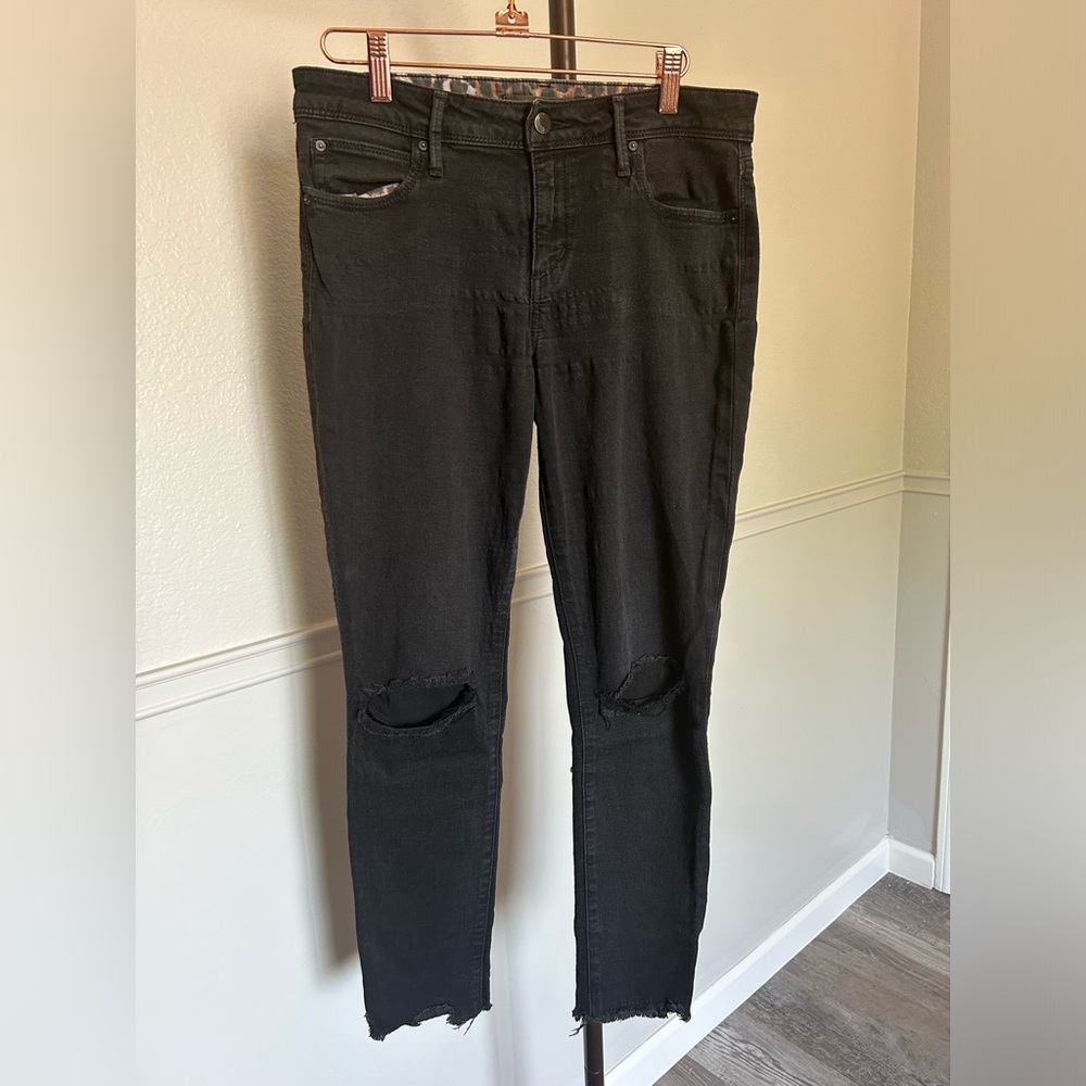 Joe’s Flawless The Finn Ankle Skinny Ripped Black Denim Jeans Women’s 28